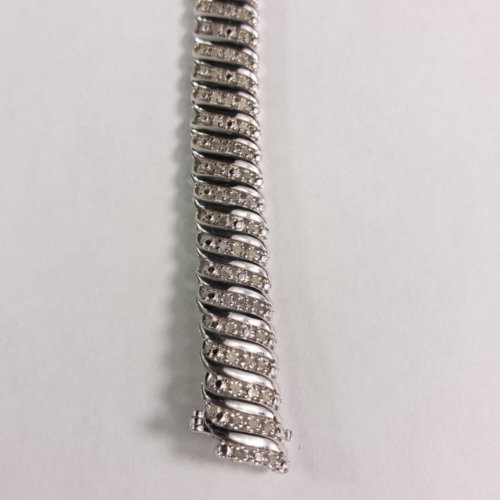 JWBR Renaissance 925 Sterling Silver and Diamond Tennis Bracelet 7.25 " w/Box - Picture 3 of 10